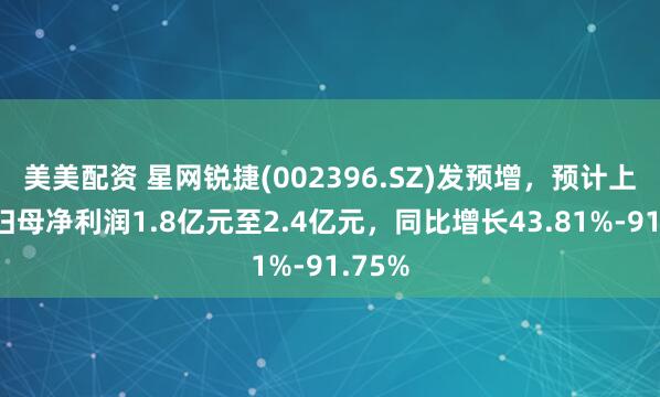 美美配资 星网锐捷(002396.SZ)发预增，预计上半年归母净利润1.8亿元至2.4亿元，同比增长43.81%-91.75%