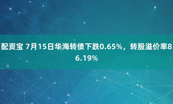 配资宝 7月15日华海转债下跌0.65%，转股溢价率86.19%