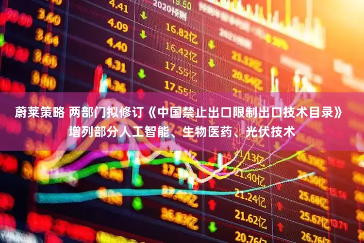 蔚莱策略 两部门拟修订《中国禁止出口限制出口技术目录》 增列部分人工智能、生物医药、光伏技术